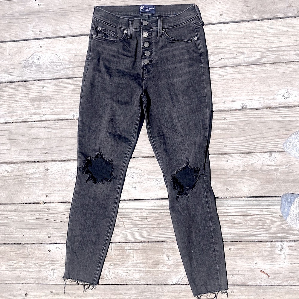 Black Stretch Gap Ankle-Length Jeans
